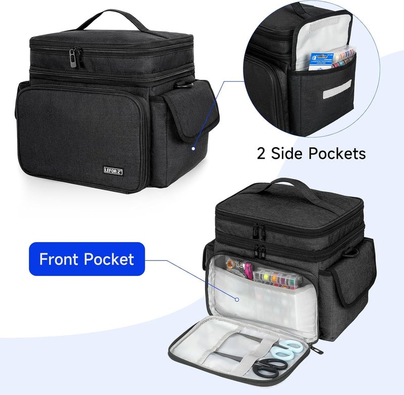 LEFORZ Sewing Supplies Organizer Storage Bag,Double-Layer Protable Travel Sewing Basket for Sew Accessories & Tools,Black(Bag Only) - Image 5